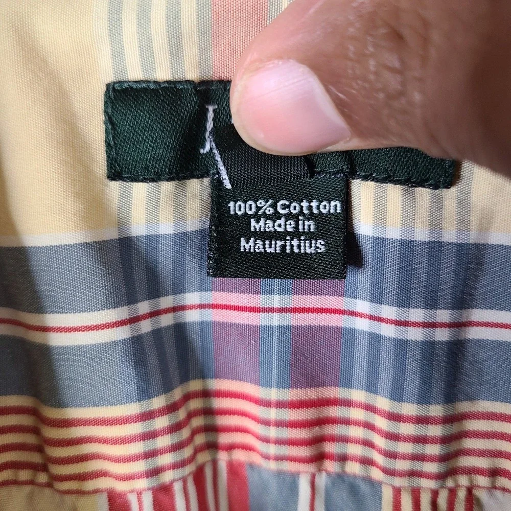 J. Crew Shirt‎ Mens Large Red Blue Yellow Plaid Short Sleeve Button Up Cotton
